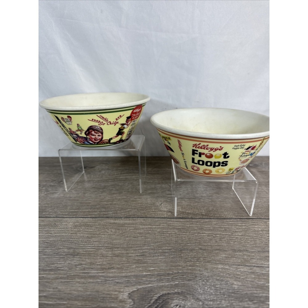 Kelloggs Cereal Bowls ~ 2011 ~ 2 Different Vintage Labels‎ ~ Hard Plastic